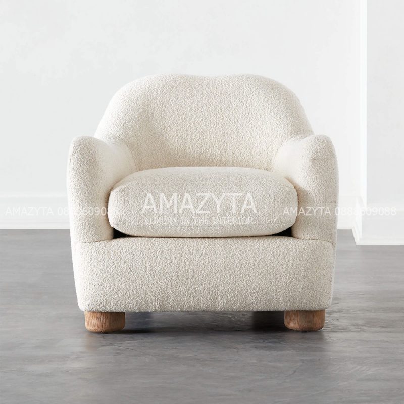 Sofa đơn chất liệu lông cừu màu trắng đẹp