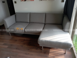 Bộ ghế sofa sau khi được bọc lại lớp bọc ghế mới cho khách tại Xuân Thủy