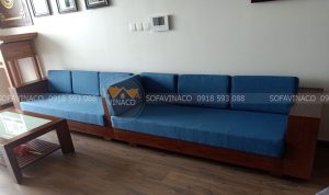 Đệm ghế ngồi màu xanh dương đẹp bắt mắt cho khách tại Hoàn Kiếm