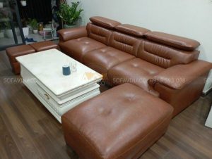 Cả bộ sofa đã được làm mới bằng dịch vụ bọc ghế của Vinaco
