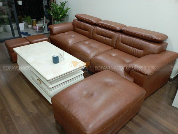Cả bộ sofa đã được làm mới bằng dịch vụ bọc ghế của Vinaco