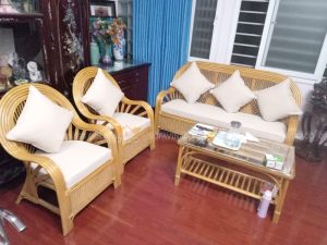 Bộ đệm ghế mây đã được hoàn thành với kích thước vừa vặn