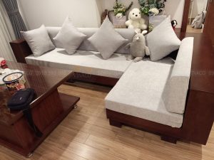 Bộ đệm ghế sofa góc L cho chị Nga ở Minh Khai, Hai Bà Trưng