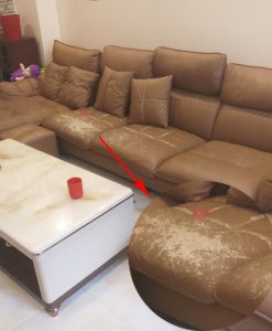 Bộ ghế sofa da bị nứt da và bong chóc của khách hàng ở Phạm Ngũ Lão, Quận 1