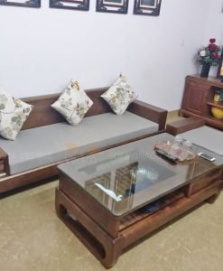 Bộ đệm ghế gỗ bọc vải đã làm xong cho khách ở Trần Văn Lai