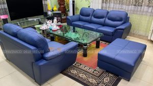 Bộ sofa da thật bị nứt đã được thay vỏ bọc mới
