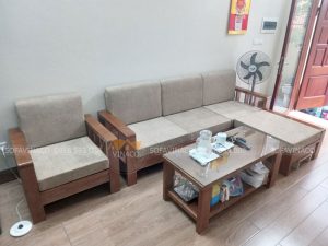 Bộ đệm ghế màu be đã được bàn giao cho khách hàng ở Đức Diễn, Bắc Từ Liêm