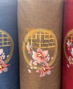 Ba mẫu vải thêu hoa mới chuyên dùng làm vỏ đệm ghế gỗ siêu đẹp