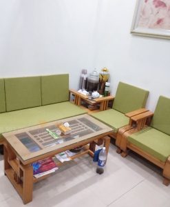 Bộ đệm ghế màu xanh matcha đã hoàn thành cho khách hàng ở An Dương Vương