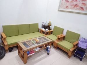 Bộ đệm ghế màu xanh matcha đã hoàn thành cho khách hàng ở An Dương Vương