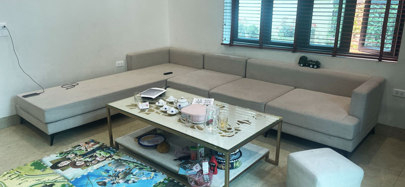 Bộ ghế sofa của khách hàng ở Hoài Đức đã bị bám bẩn giặt không sạch