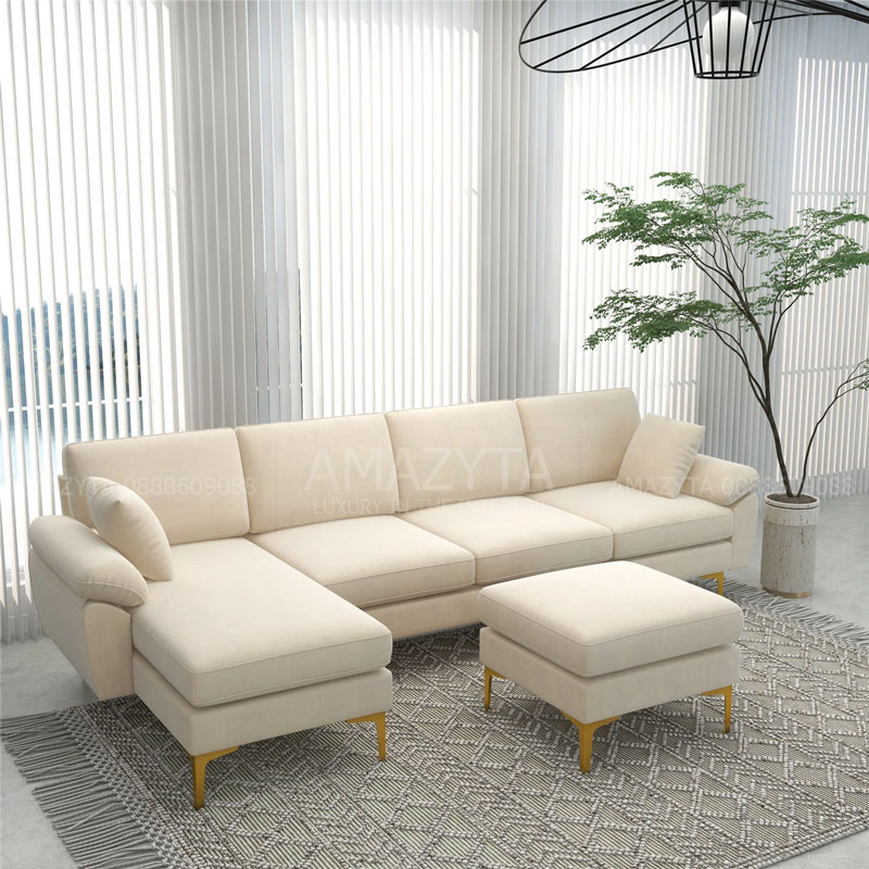 Ghế sofa góc vải màu be sẽ phù hợp với mọi không gian