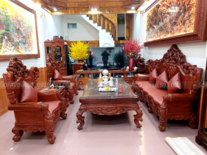 đệm ghế gỗ bọc da cho khách tại Vĩnh Phúc