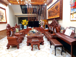 đệm ghế gỗ bọc da cho khách tại Vĩnh Phúc