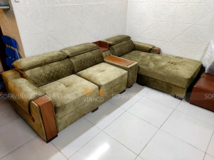 Bọc lại bộ ghế sofa từ da sang vải cho khách tại Trung Kính
