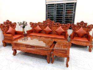Bộ đệm ghế gỗ bọc da thật!