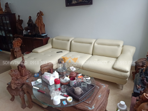 Bọc lại ghế sofa da cho Khách tại Võ Chí Công