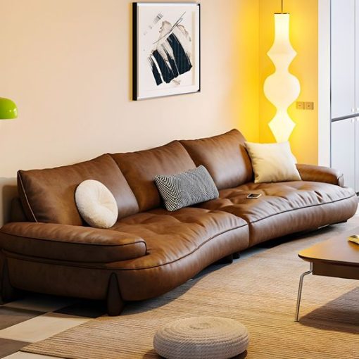 Sofa da cổ điển cong Emrick Ghế da bò