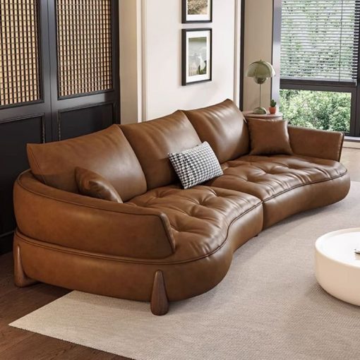 Sofa da cổ điển cong Emrick Ghế da bò