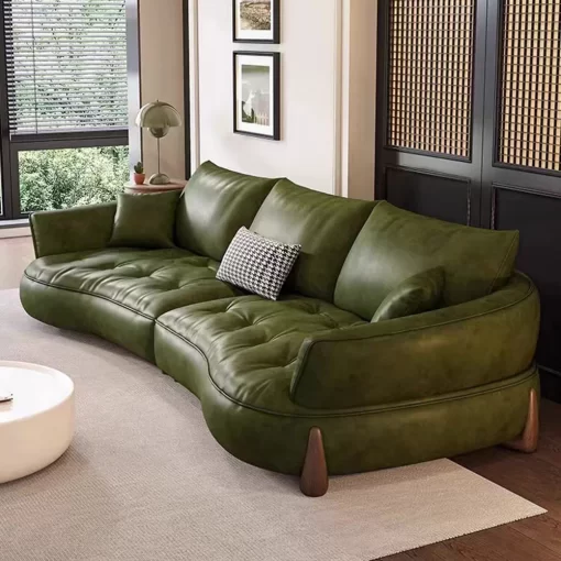 Sofa da cổ điển cong Emrick Ghế da bò