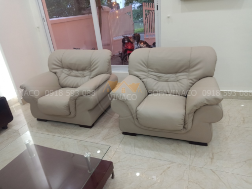 Bọc lại bộ ghế sofa da nứt rách cho khách hàng tại Vinhomes Riverside