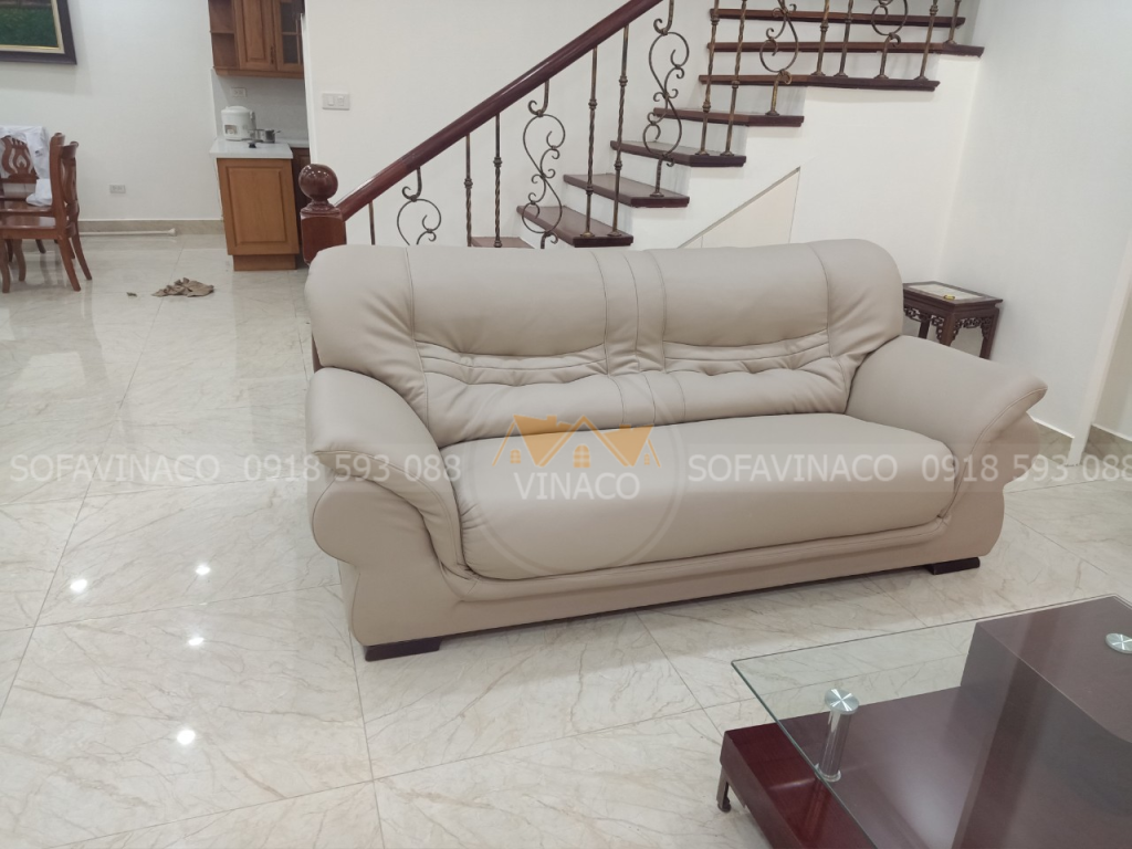 Bọc lại bộ ghế sofa da nứt rách cho khách hàng tại Vinhomes Riverside