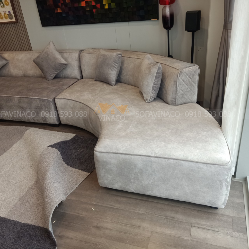 Bọc lại ghế sofa vải nhung vân đá cho khách tại Phạm Văn Đồng