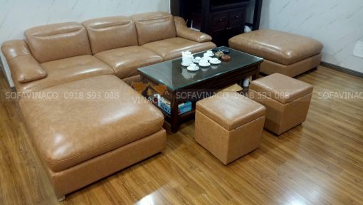 Bọc lại ghế sofa da bò thật