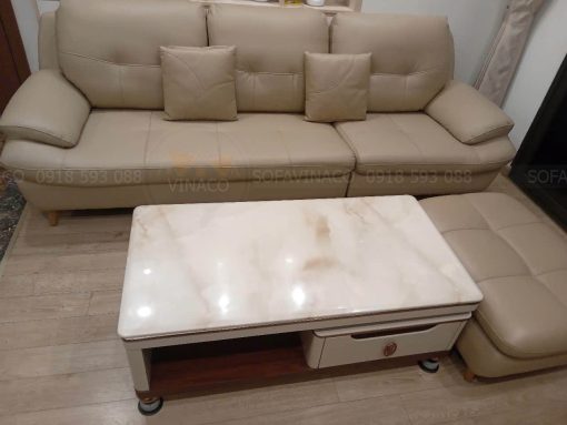 Bộ ghế sofa sau khi bọc lại da ghế tại nhà Hà Nội
