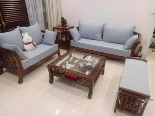 Bộ đệm ghế gỗ sau khi được may xong và giao đến tay khách hàng tại Hà Nội