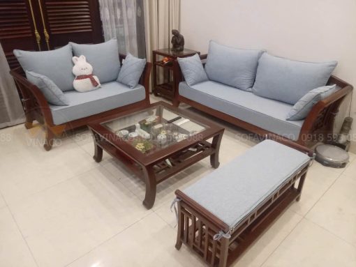 Bộ đệm ghế gỗ sau khi được may xong và giao đến tay khách hàng tại Hà Nội