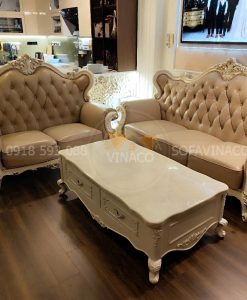 Bọc lại ghế sofa tân cổ điển cho khách tại Kim Mã