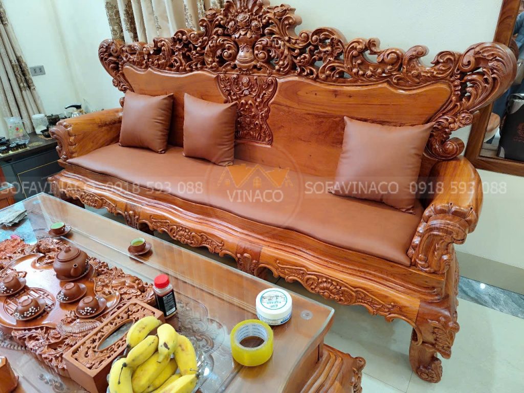 Đệm ghế gỗ bọc da