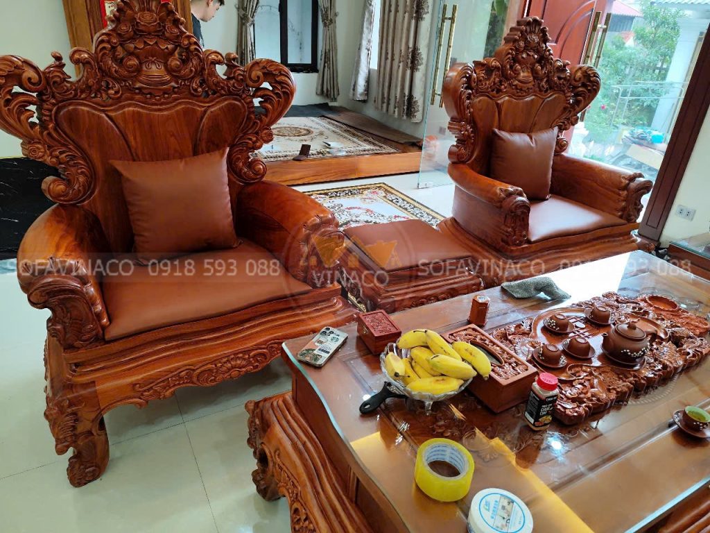 Đệm ghế gỗ bọc da