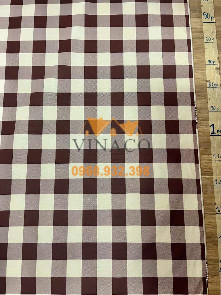 Vải kẻ nâu be