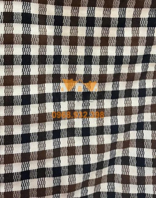 Vải kẻ caro nâu – be