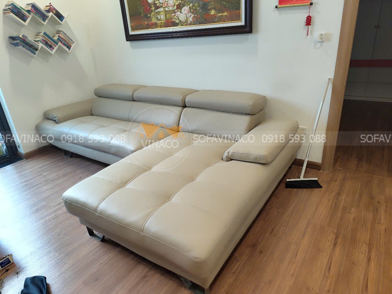Bọc lại ghế sofa da tại nhà cho khách tại Long Biên