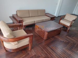Bộ nệm ghế gỗ da sau khi được bàn giao tới tay khác hàng