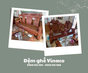 Chi tiết bộ đệm ghế gỗ phòng khách bằng da ôm trọn lòng ghế