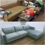 Bộ ghế sofa trước và sau khi bọc lại tại nhà khách hàng