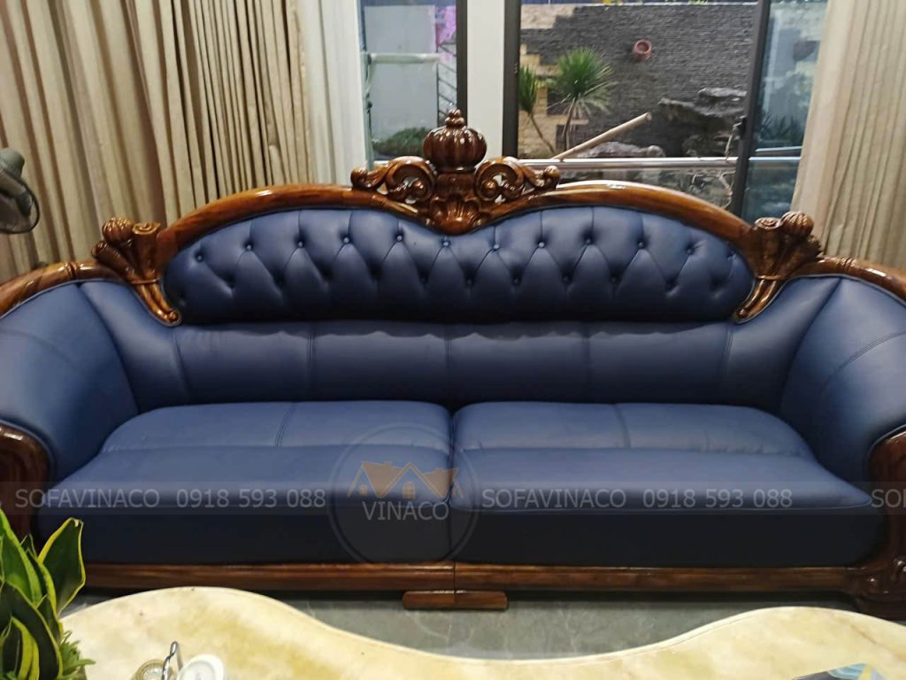 Bộ ghế sofa tân cổ điển sau khi bọc tại Vĩnh Phúc đẹp như mới