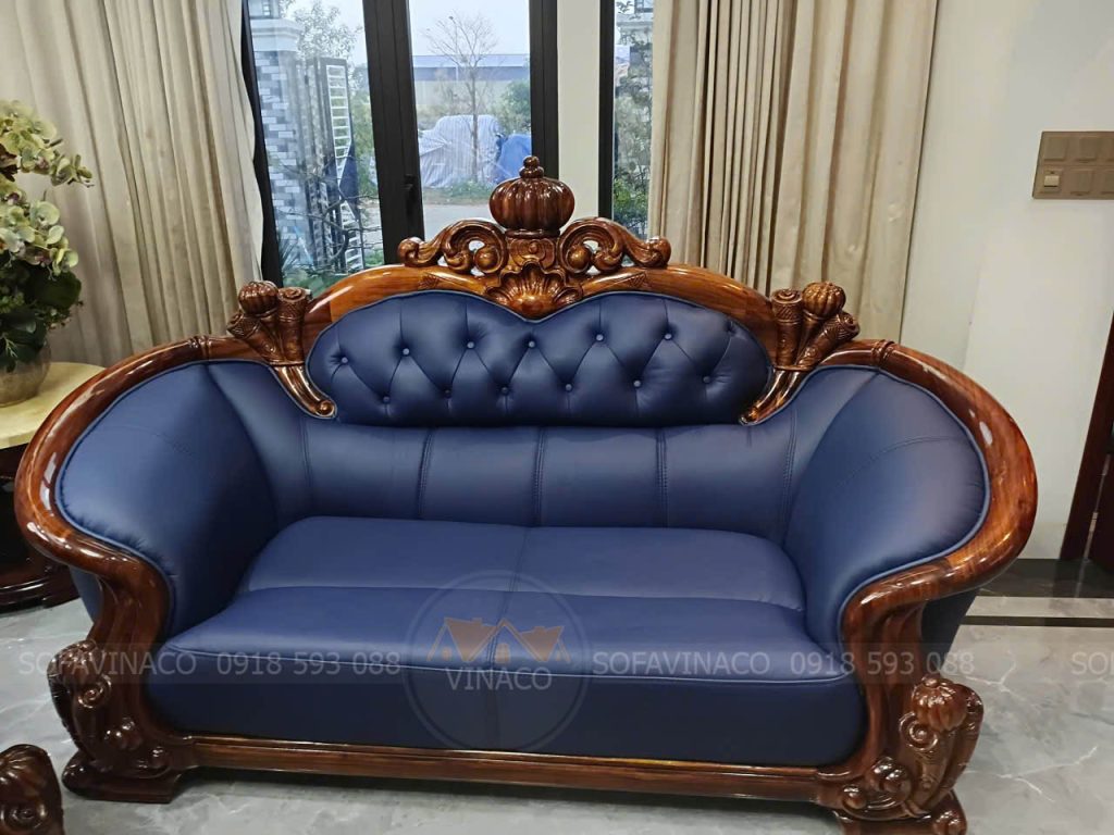 Bộ ghế sofa tân cổ điển sau khi bọc tại Vĩnh Phúc đẹp như mới