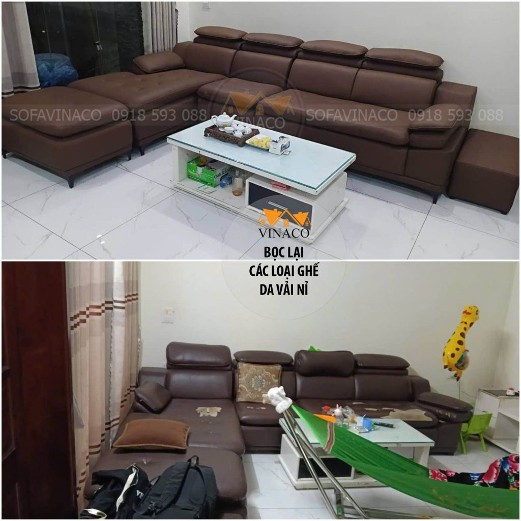Bộ ghế trước và sau khi bọc lại tại 6th Element
