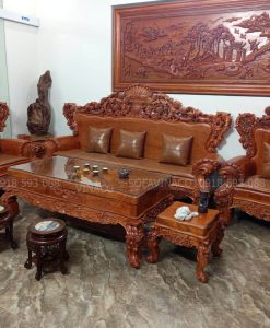 Bộ đệm ghế gỗ làm sang trọng thêm không gian phòng khách