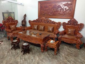 Bộ đệm ghế gỗ làm sang trọng thêm không gian phòng khách