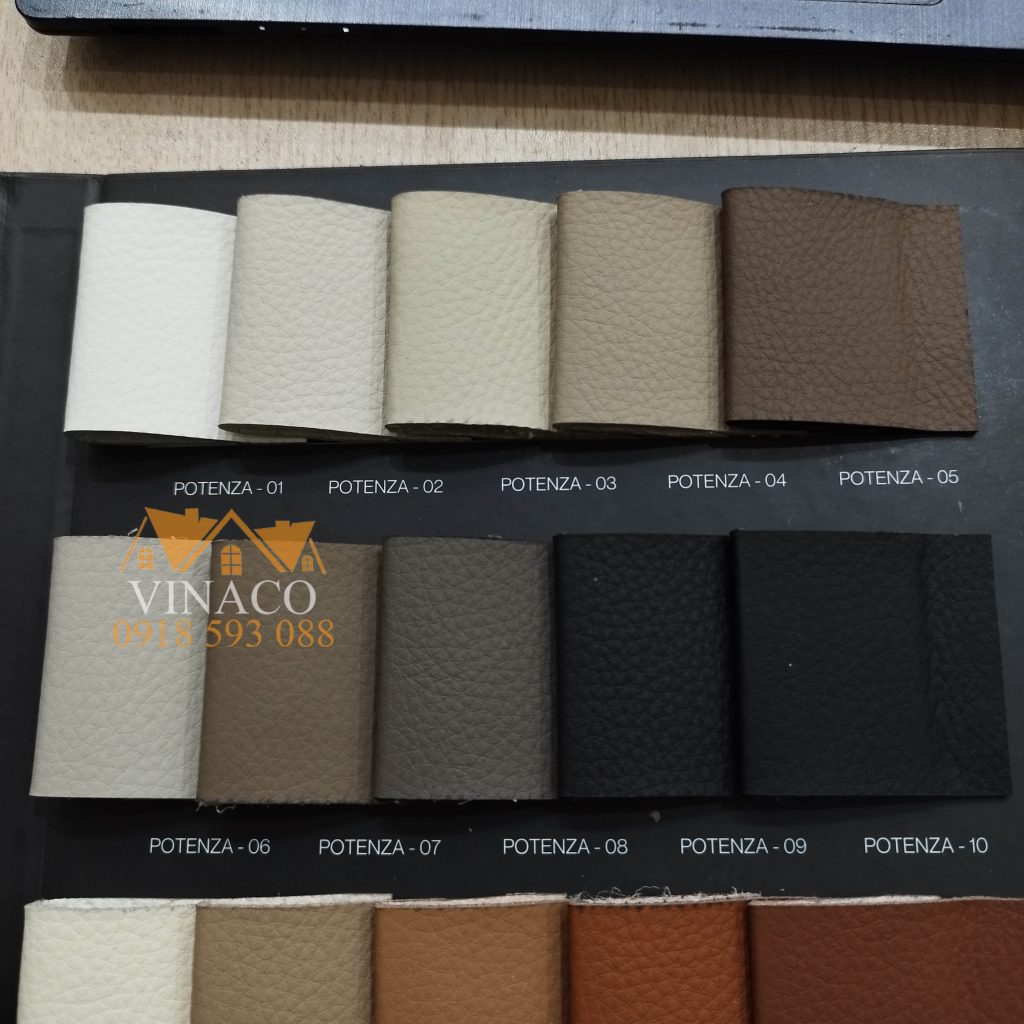 Bảng màu mẫu da vi vơi microfiber potenza