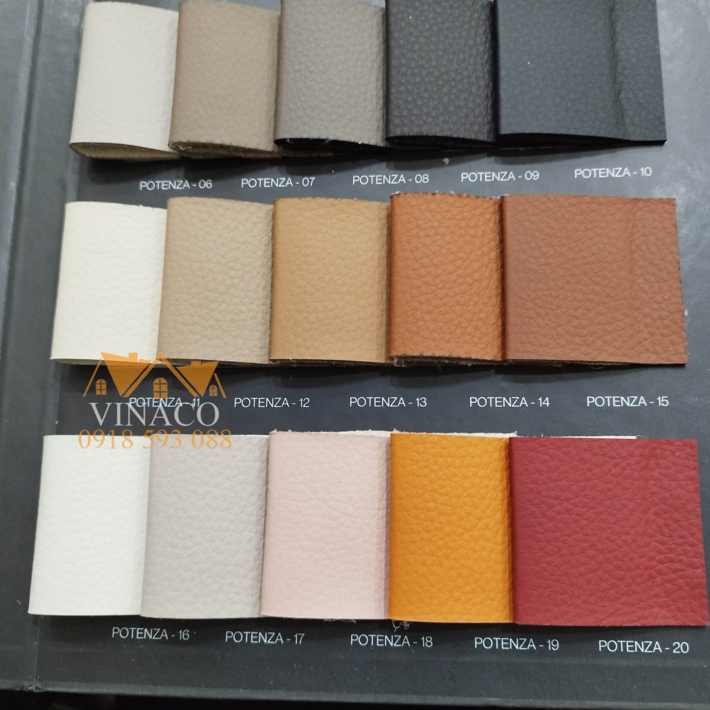 Bảng màu mẫu da vi vơi microfiber potenza