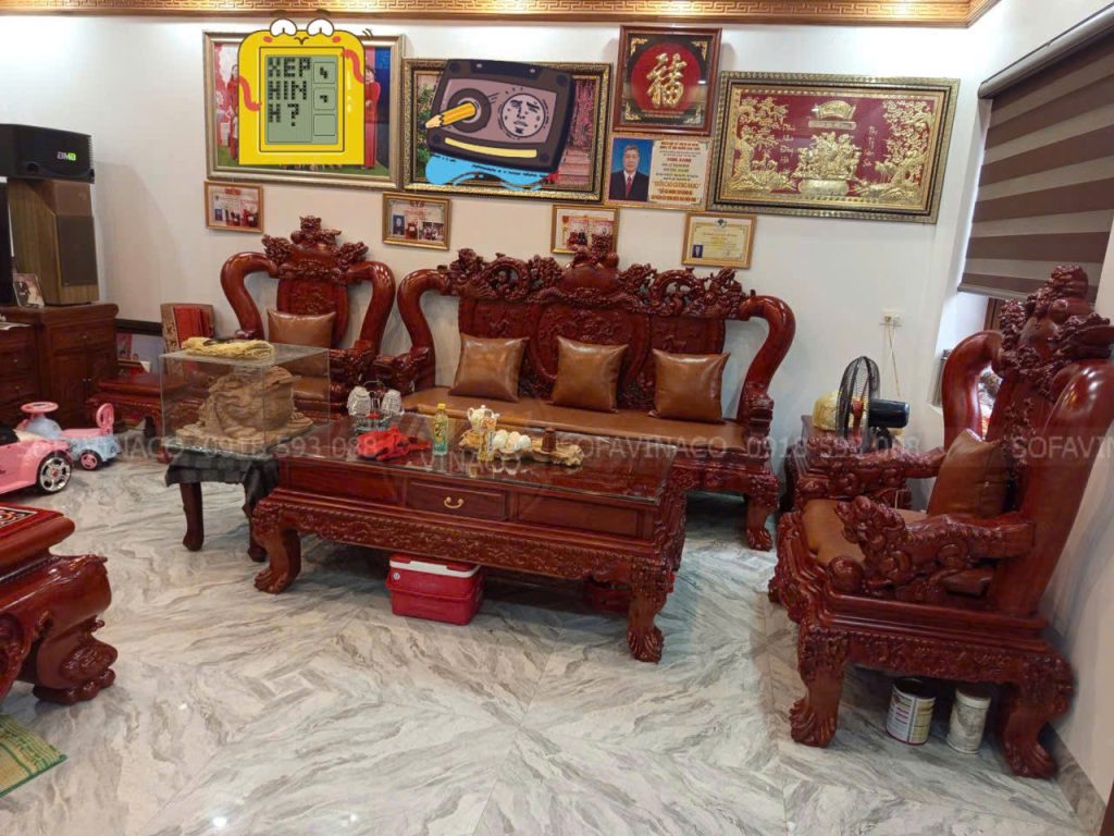 Làm đệm ghế gỗ cho khách tại Mê Linh
