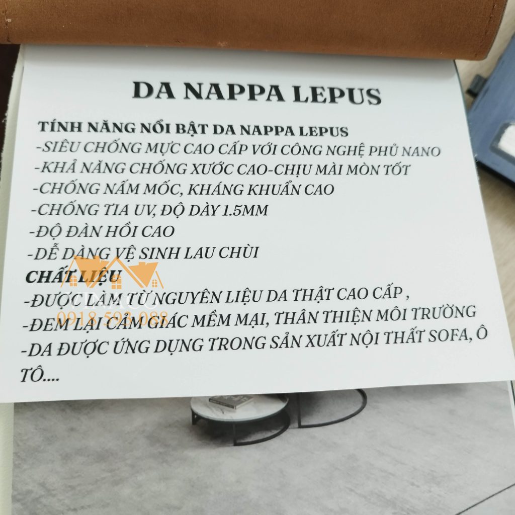 Thông số kỹ thuật mẫu da nappa LEPUS