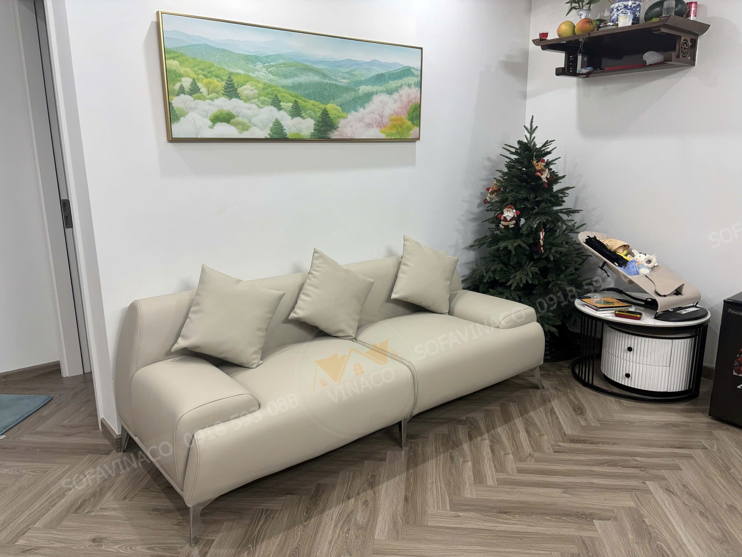 Bọc lại ghế sofa da cho khách tại Long Biên